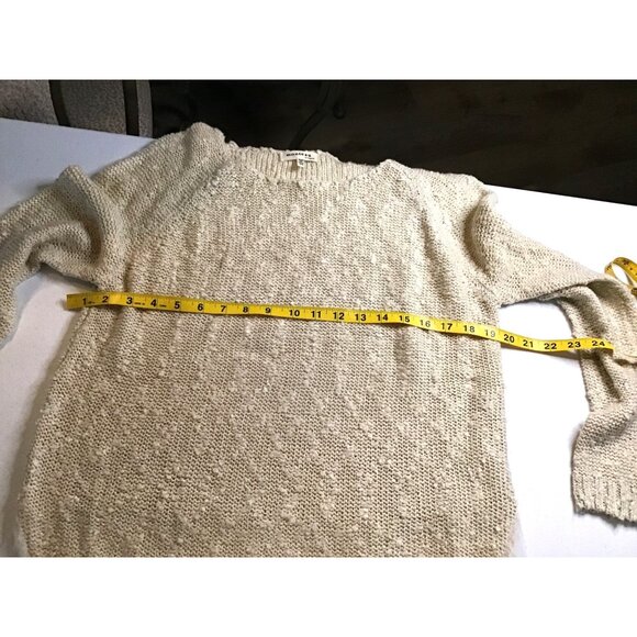 MONTEAU- WOMENS TAN LONG SLEEVE LACE BOTTOM TRIM SWEATER SHIRT SIZE MEDIUM - Picture 5 of 7